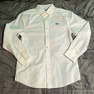 Vineyard Vines White Cotton Button Down Long Dress Shirt